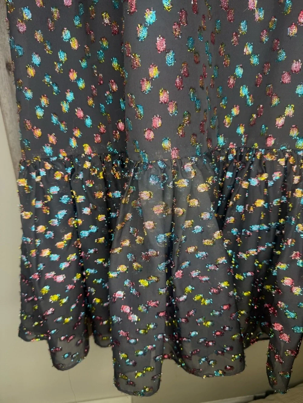 Misa Los Angeles Winona Rainbow Metallic Clip Dot Halter Dress XS